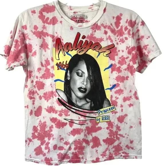 Aaliyah Graphic Tee Princess of R&B Tie Dye Y2K Streetwear Girls 13 14 - Picture 1 of 4